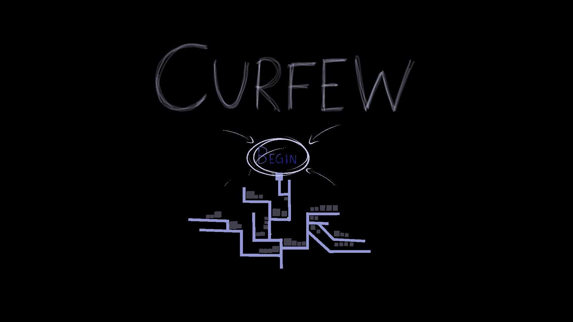 Screengrab from VR experience Curfew VR intro text